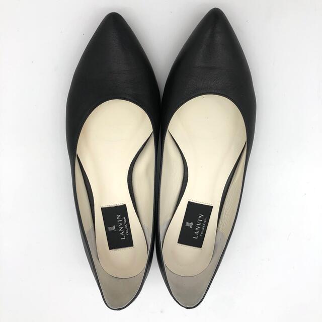 LANVIN COLLECTION(ランバンコレクション)のLANVIN COLLECTION ポインテッドトゥ フラット 黒24cm レディースの靴/シューズ(ハイヒール/パンプス)の商品写真