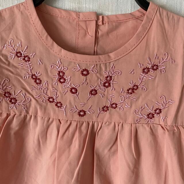 花刺繍 ピンク 桃色 ワンピース 韓国子供服 キッズ ガール 女の子 120 キッズ/ベビー/マタニティのキッズ服女の子用(90cm~)(ワンピース)の商品写真