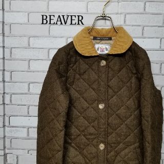 【BEAVER】ビーバー ツイード　キルティング　コート　イングランド製　36(ロングコート)