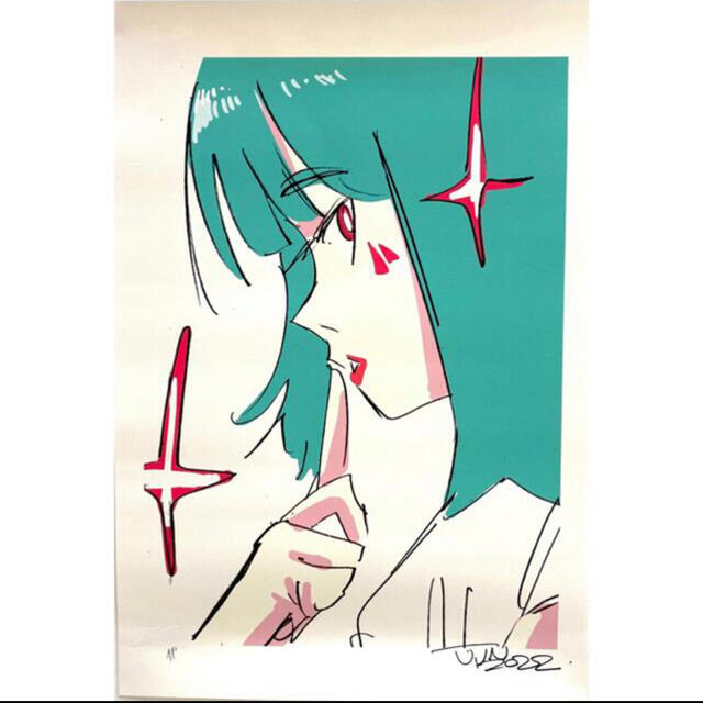 JUN INAGAWA BLUE-HAIRED GIRL SILKSCREEN30SIZE