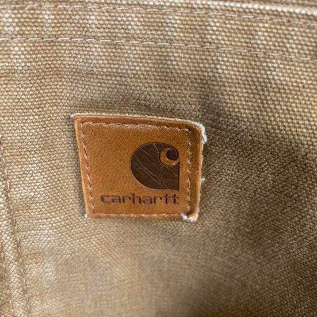 carhartt(カーハート)のE765 カーハート　メキシコ製　革パッチ　フードジャケット　M ベージュ　古着 メンズのジャケット/アウター(ダウンジャケット)の商品写真