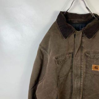 カーハート(carhartt)のE766 カーハート　USA製　革パッチ　2XL ブラウン　ジップジャケット(ダウンジャケット)