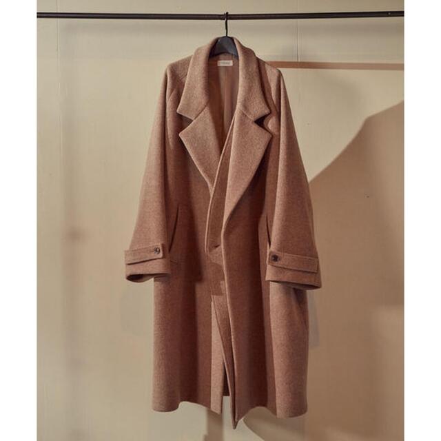 メンズFRONT LAYER LONG COAT(BROWN)