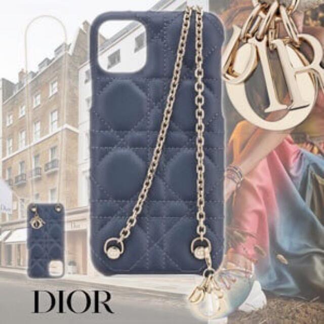 Christian Dior(クリスチャンディオール)のlady dior チェーン付きiPhoneケース スマホ/家電/カメラのスマホアクセサリー(iPhoneケース)の商品写真