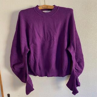 マウジー(moussy)のmoussy 美品 GATHER SLEEVE セーター パープル 紫 ニット(ニット/セーター)