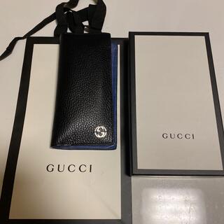 グッチ(Gucci)の【GUCCI】グッチ　インターロッキングG レザー　長財布　ブラック×ブルー(長財布)