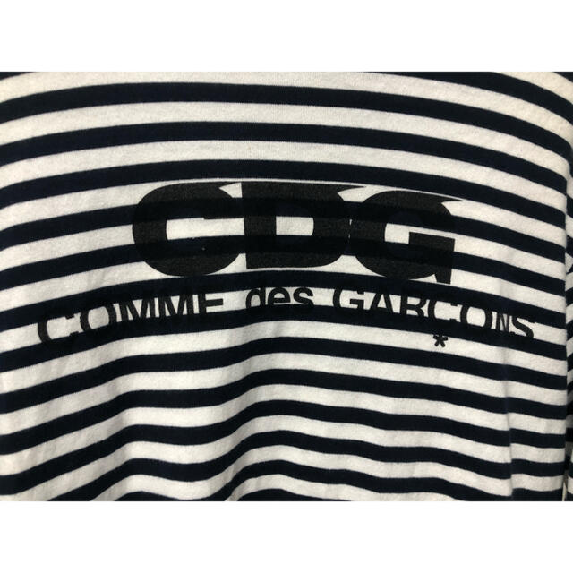 COMME des GARCONS(コムデギャルソン)のCDG コムデギャルソン　カットソー　ロンT ロゴ　ボーダー　ネイビー　L メンズのトップス(Tシャツ/カットソー(七分/長袖))の商品写真