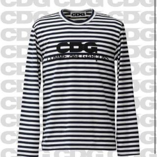 コムデギャルソン(COMME des GARCONS)のCDG コムデギャルソン　カットソー　ロンT ロゴ　ボーダー　ネイビー　L(Tシャツ/カットソー(七分/長袖))