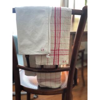 イニシャル刺繍ST入りのヴィンテージ布（布巾）の2枚セット