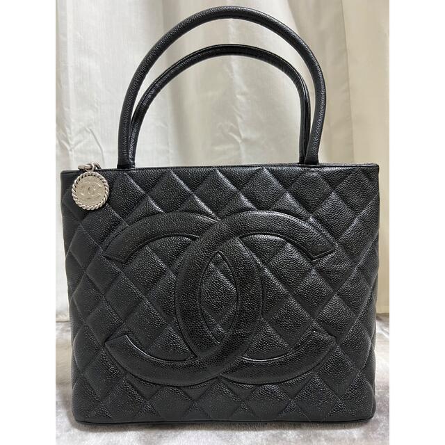 CHANEL - シャネル  キャビアスキン トートバッグ ブラック シルバー金具