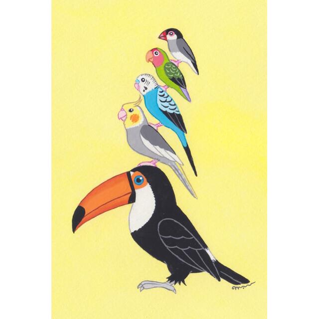 ボーネルンドオーダー作品「A3 小鳥ブレーメン」小鳥/鳥/イラスト/絵/北欧/アート/絵画