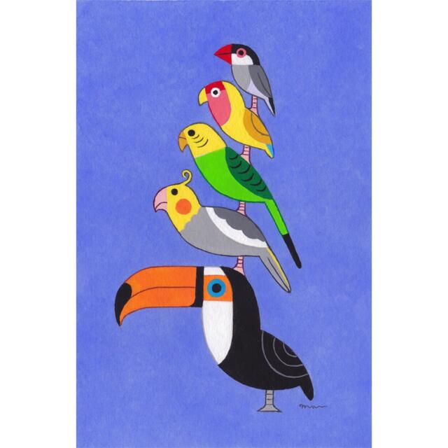 オーダー作品「小鳥ブレーメン A3」小鳥/鳥/イラスト/絵/北欧/アート/絵画