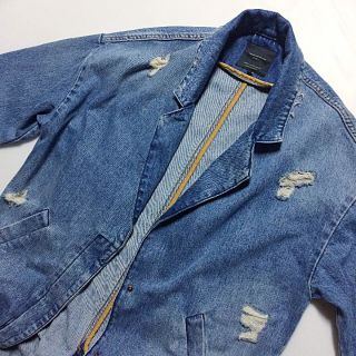 ザラ(ZARA)の完売❗️ZARAクラッシュ加工デニムロングコート M(ロングコート)