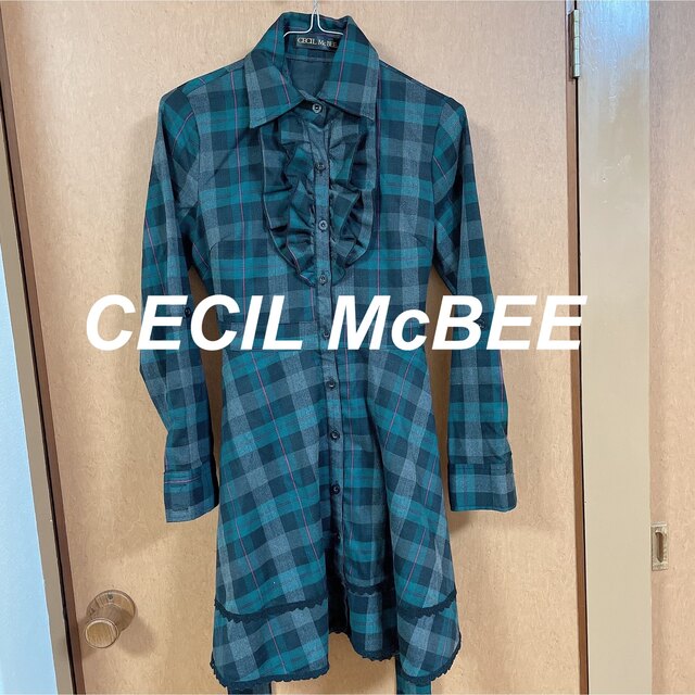 CECIL McBEE(セシルマクビー)のCECIL McBEE(セシルマクビー) チェックワンピース　シャツワンピース レディースのワンピース(ひざ丈ワンピース)の商品写真