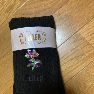 フェイラー(FEILER)のフェイラー黒お花柄andロゴ刺繍　レギンスMからＬ(レギンス/スパッツ)