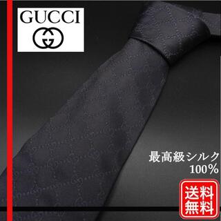 グッチ(Gucci)のグッチ GUCCI ネクタイ GGロゴ入り 最高級シルク100%　ブラック　総柄(ネクタイ)