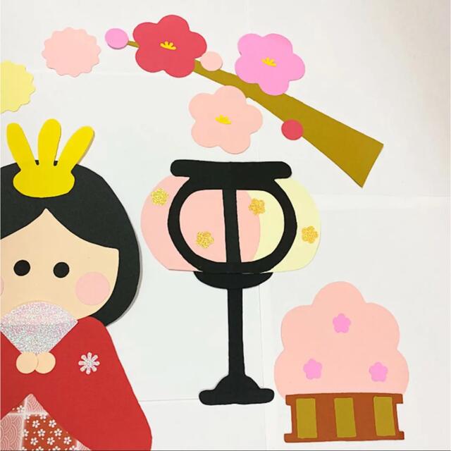 ひな祭り 壁面飾り おひなさま ひなまつり 壁面 保育 春 3月  ハンドメイドの素材/材料(型紙/パターン)の商品写真