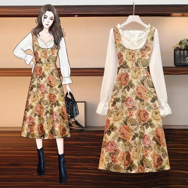 ゴブラン柄 ジャンパースカート ワンピース 花柄 bibiy zara ゴブラン柄 ジャンパースカート ワンピース 花柄 bibiy zara
