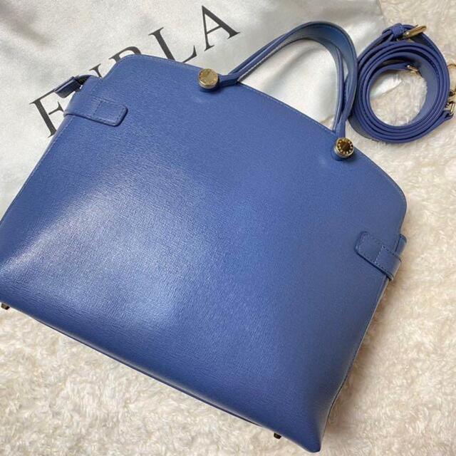 ✨美品✨FURLA フルラ アガタ ブルー ハンドバッグ　2WAY