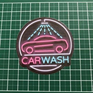 電飾風 ネオンサイン CARWASH 洗車 防水ステッカー(ステッカー)