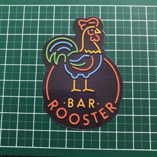 電飾風 ネオンサイン BAR ROOSTER にわとり 防水ステッカー(ステッカー)