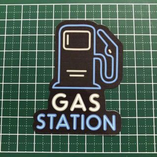 電飾風 ネオンサイン GAS STATION 防水ステッカー(ステッカー)