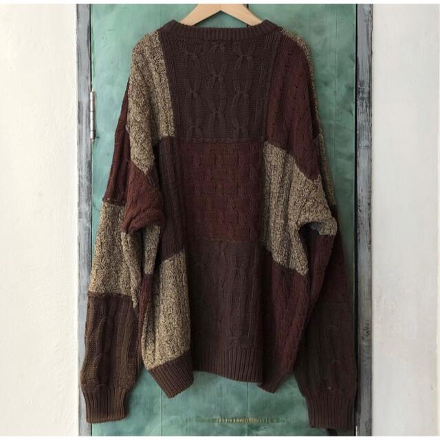 Lochie(ロキエ)のvintage brown switching cotton knit レディースのトップス(ニット/セーター)の商品写真