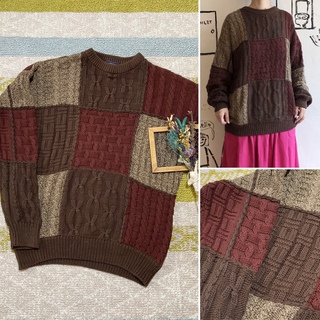 ロキエ(Lochie)のvintage brown switching cotton knit(ニット/セーター)