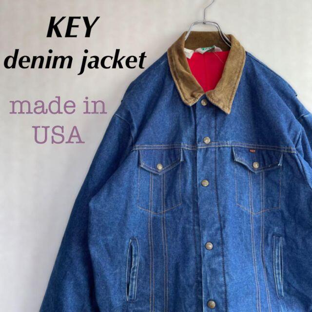 USA製 80s KEY コーデュロイカラー デニム ジャケット カバーオール