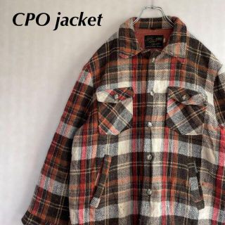 総柄 チェック CPO ウール ジャケット ブルゾン 古着 メンズ L(カバーオール)