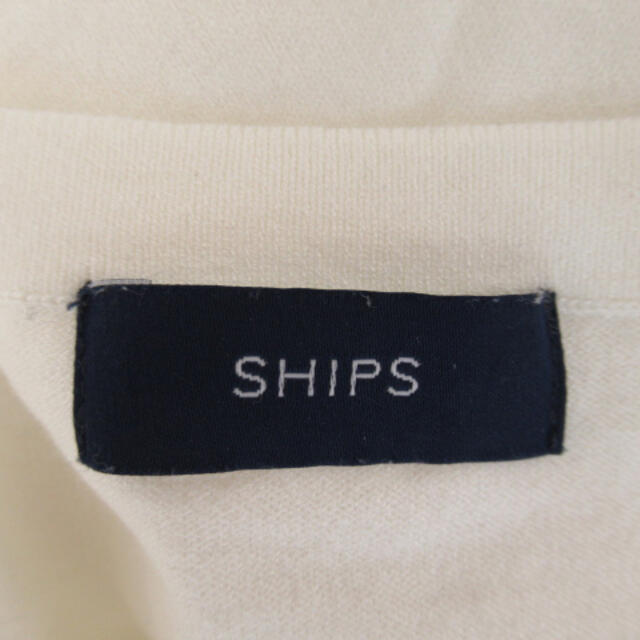 SHIPS(シップス)のシップス ニット カットソー 長袖 ラウンドネック 切替 レース 無地 白 レディースのトップス(ニット/セーター)の商品写真