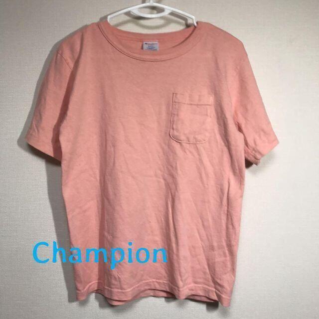 Champion(チャンピオン)のチャンピオン ポケットTシャツ ベビーピンク ラウンドネック レディースのトップス(Tシャツ(半袖/袖なし))の商品写真