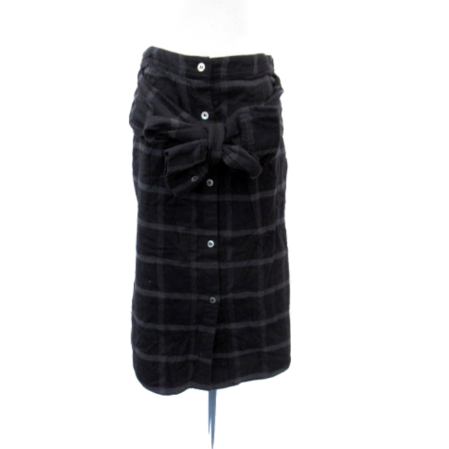 Rouge vif(ルージュヴィフ)のルージュヴィフ ボタンダウンスカート 腰巻き チェック柄 36 グレー 黒 レディースのスカート(ひざ丈スカート)の商品写真
