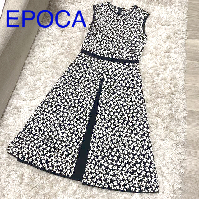 EPOCA エポカ　ニットワンピース\u0026カーディガン　セット　ネイビー　40