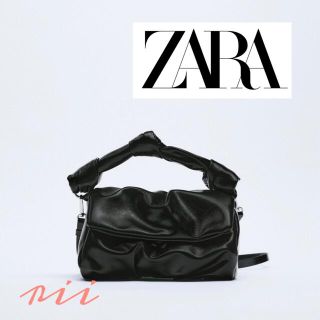 ザラ(ZARA)のZARA グリーン ソフト ノット クロスボディバッグ ショルダー 2way 黒(ハンドバッグ)