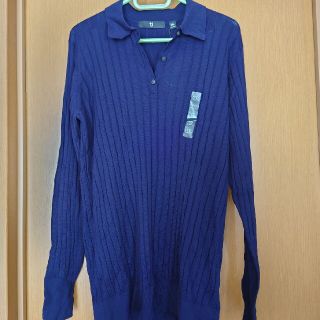 ユニクロ(UNIQLO)のユニクロ　＋Ｊ　シルクコットンニットポロシャツ　ＸＸＬ navy(ニット/セーター)