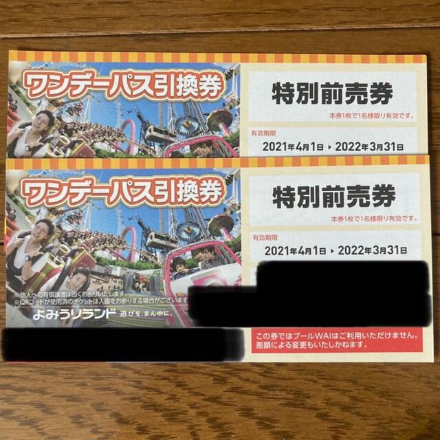 よみうりランド ワンデーパス 2枚 - 遊園地/テーマパーク