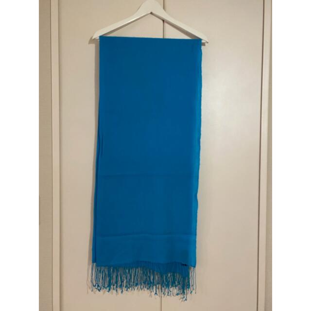 パシュミナ　ストール　ブルー　マフラー レディースのファッション小物(ストール/パシュミナ)の商品写真