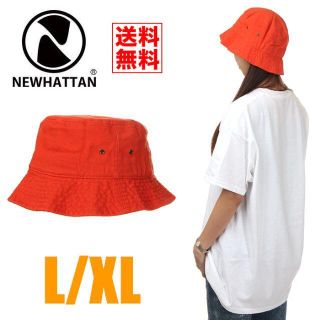 ニューエラー(NEW ERA)の【新品】NEWHATTAN バケットハット オレンジ L/XL 帽子 レディース(ハット)