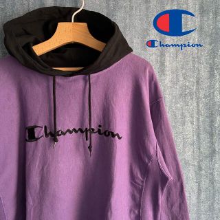 チャンピオン(Champion)のChampion REVERSE WEAVE 薄手　パーカー  刺繍ロゴ　紫(パーカー)