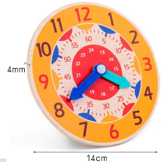 ⭐人気の知育玩具⭐オレンジ⭐知育時計 学習時計 モンテッソーリ 木製おもちゃ キッズ/ベビー/マタニティのおもちゃ(知育玩具)の商品写真