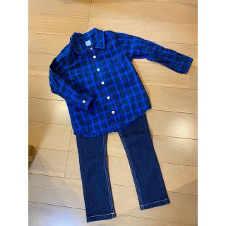 ベビーギャップ(babyGAP)のgap チェックシャツ/ブルー　105(ブラウス)