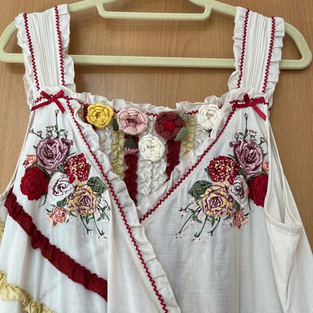 PINK HOUSE - ピンクハウス エンジェルローズ刺繍とモチーフ付き PINK HOUSE - ピンクハウス エンジェルローズ刺繍とモチーフ付き