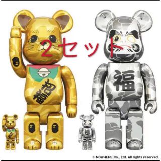 メディコムトイ(MEDICOM TOY)のBE@RBRICK BAPE 招き猫 金メッキ&達磨 銀メッキ 100%&400(その他)