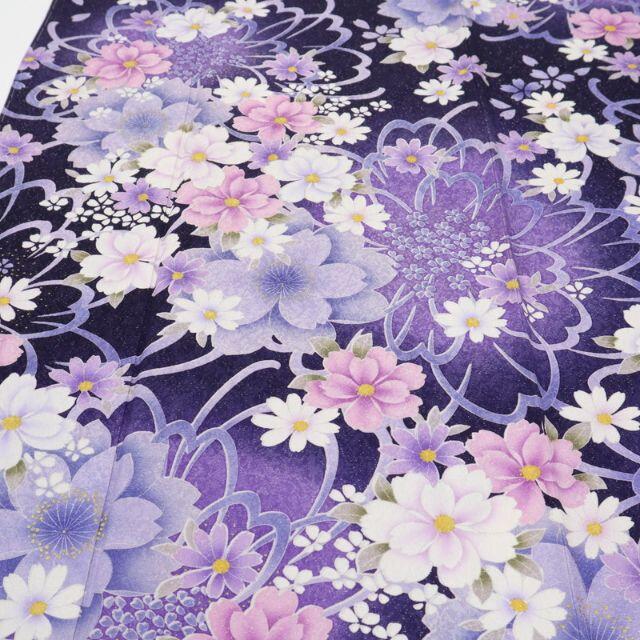 振袖＊長尺♪桜の花々模様　紫色銀通し地　成人式卒業式前撮りに♪12RP20 レディースの水着/浴衣(着物)の商品写真