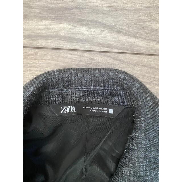 ZARA(ザラ)のZARA ザラ　ダブル　ロングコート　グレー　シャンブレー　美品　チャコール メンズのジャケット/アウター(ステンカラーコート)の商品写真
