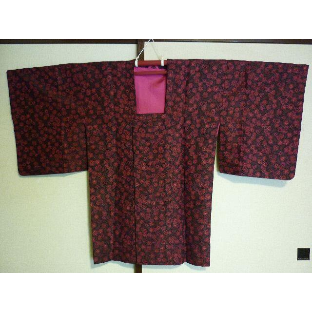 道行き　黒にピンク系の花模様 レディースの水着/浴衣(その他)の商品写真