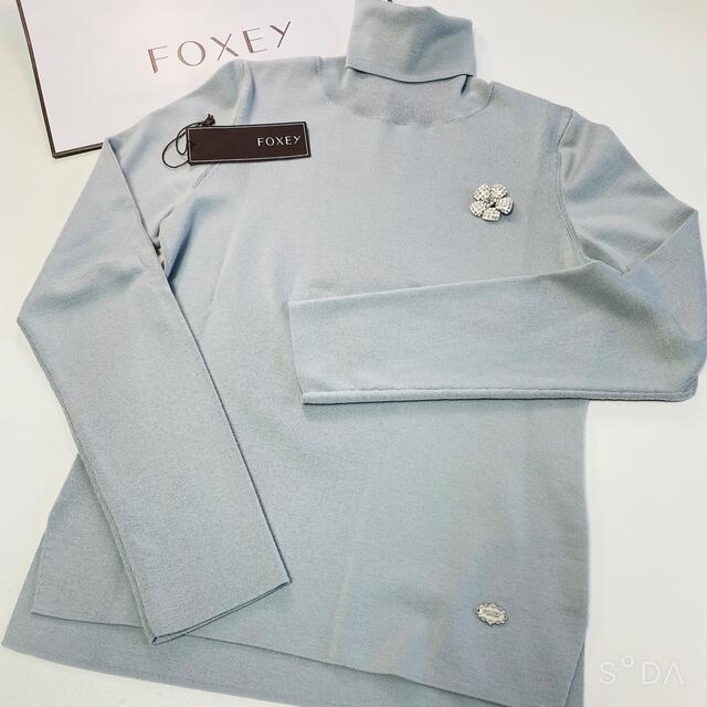 【ギフ_包装】 - FOXEY ✨フォクシー　グレースウール　タートルネックセーター サックスブルー　42美品  ニット/セーター