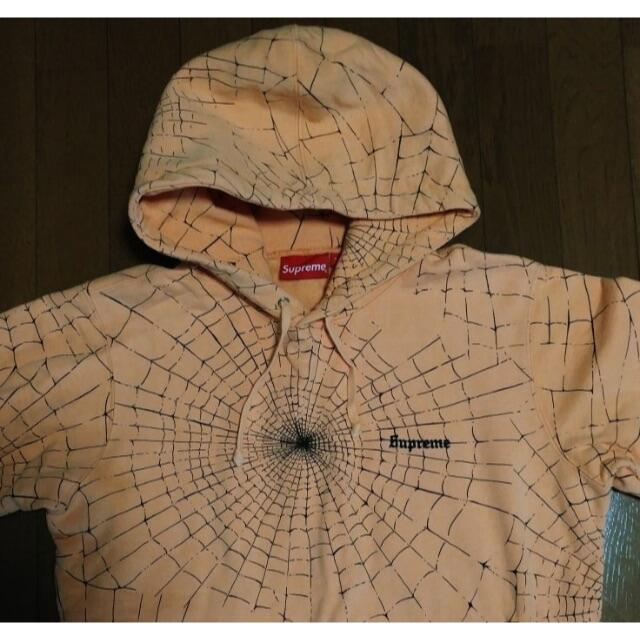 Supreme Spider Web Hoodie パーカー M ピーチ