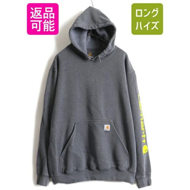 大きいサイズ XL □ カーハート 袖 プリント 裏起毛 プルオーバー